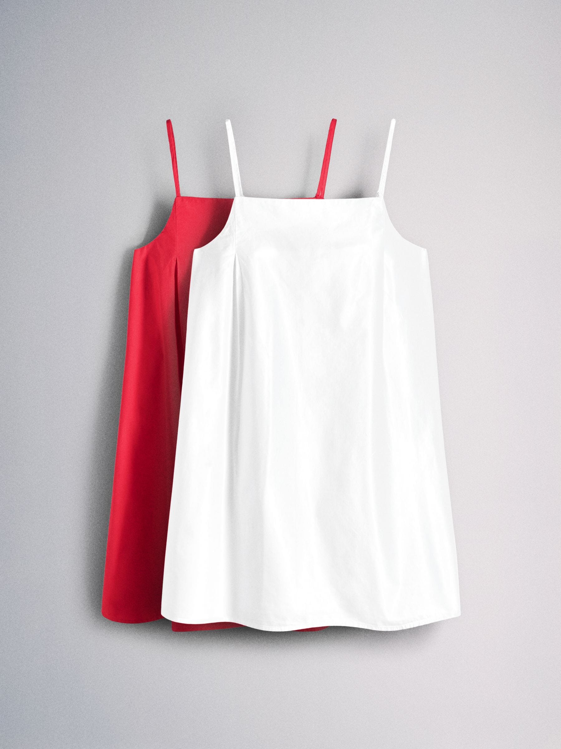 The Set 2 Pack 100% Cotton Strappy A-Line Mini Dress White/bright Red