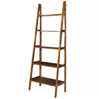 brown wooden ladder bookshelf