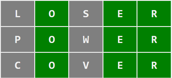 Absurdle word puzzle grid