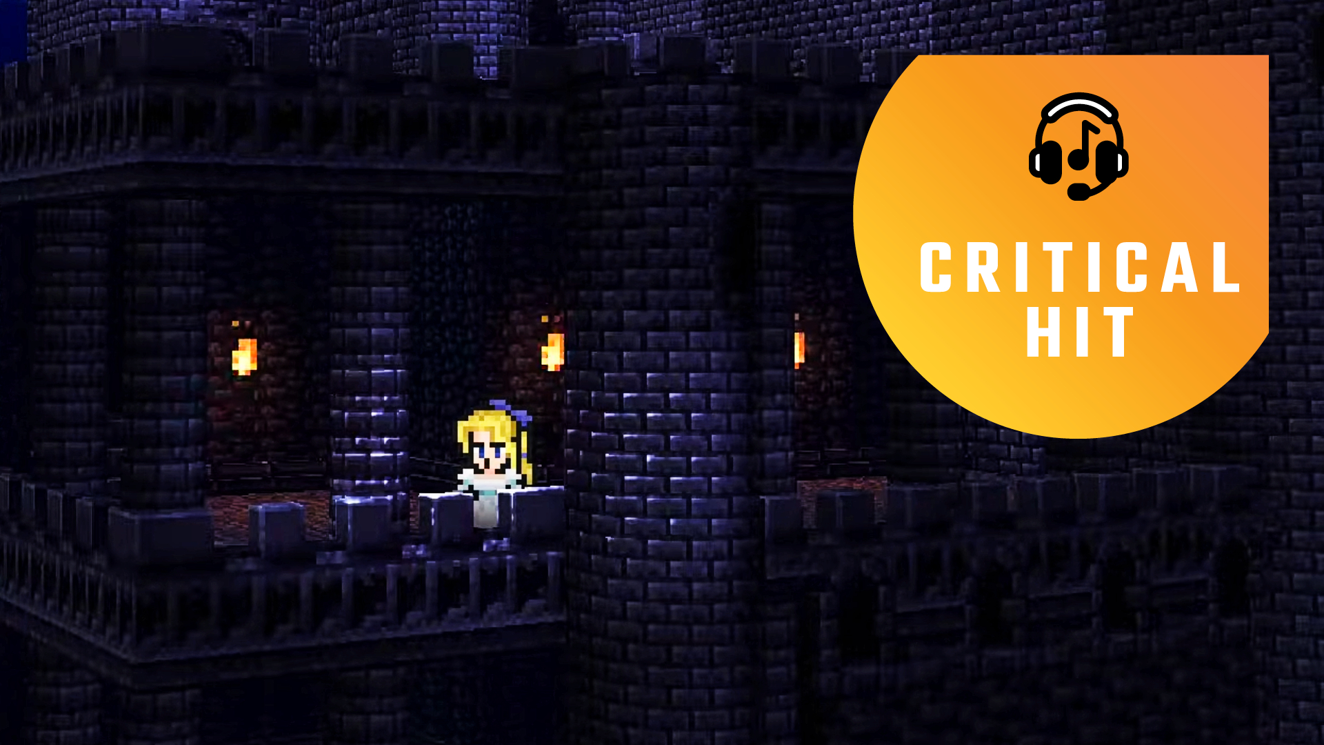 Celes singing in a castle during FF6's famous opera scene.