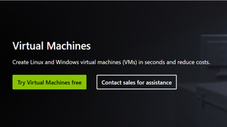 Website screenshot for Azure Virtual Machines