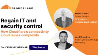 A webinar screen with contributor images, with discussions around how to tame IT and security complexities with Cloudflare