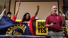 UWA president Shawn Fain celebrates union win