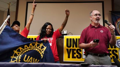 UWA president Shawn Fain celebrates union win