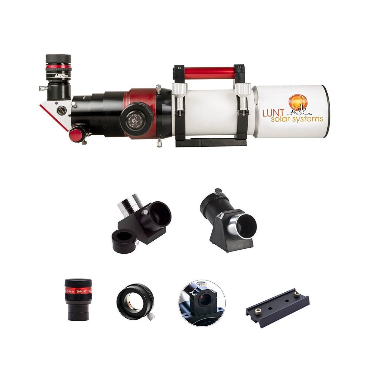 A Lunt Solar 80mm f/7 Universal Day & Night Use Modular Telescope, with accessories. 