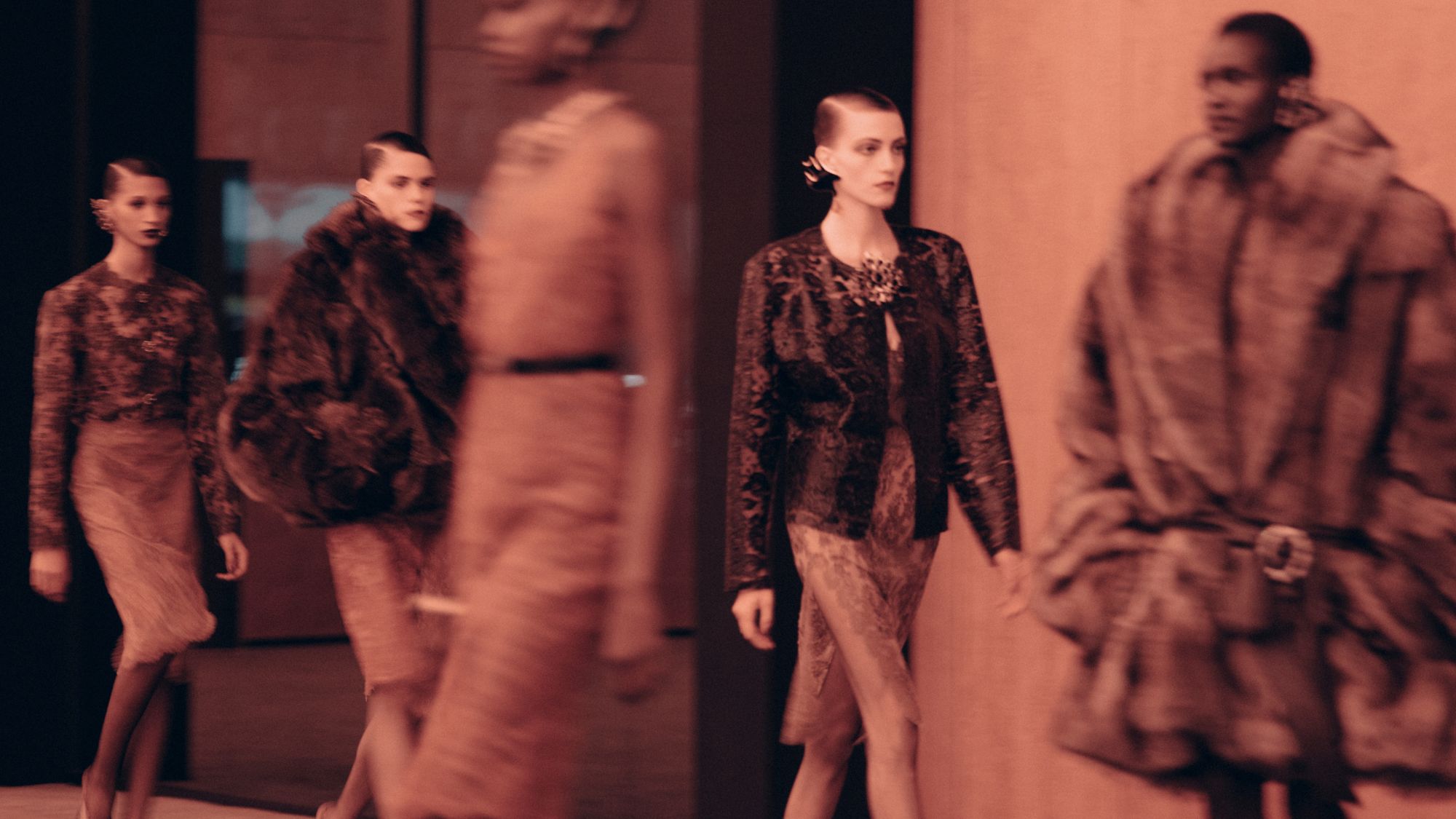 models on the runway at the saint laurent aw26 show during paris fashion week