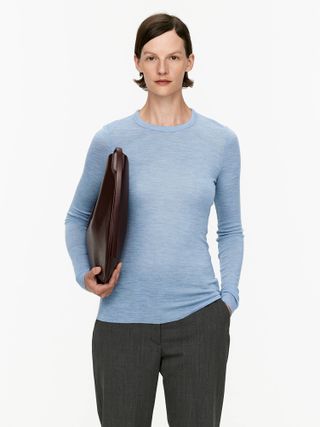 Long-Sleeved Merino Top - Blue Melange - Arket Gb