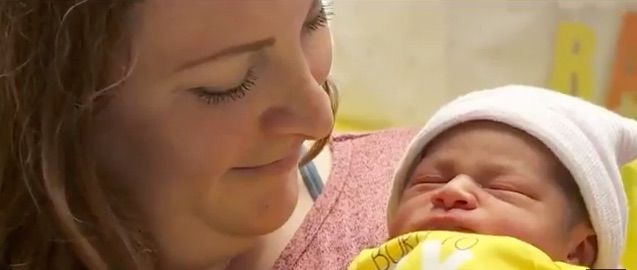 Cristina Penton with her newborn.