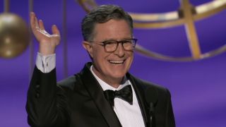 Stephen Colbert presenting first award at 2025 Emmy Awards