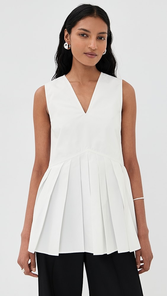 Jil Sander Cotton Poplin Pleated Top