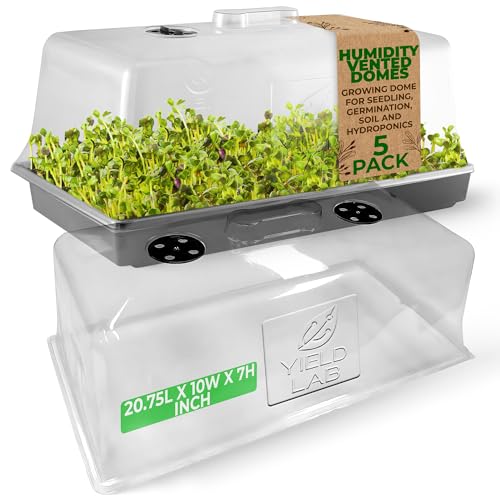 Yield Lab 7 Inch Propagation Dome - 5 Pack Humidity Vented Domes &amp;ndash; Plant Growing Dome for Seedling, Germination, Soil &amp;amp; Hydroponic Horticulture