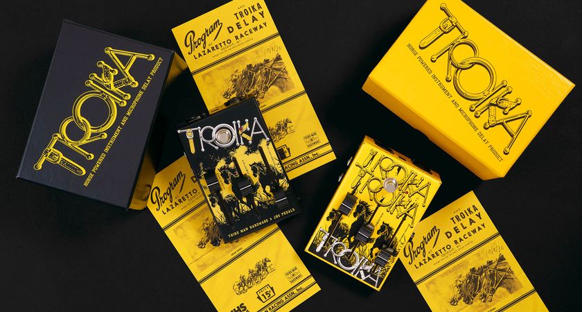 Third Man Hardware x JHS Pedals Troika: the new collab from Jack White&#039;s gear brand is a &quot;studio-grade&quot; delay designed for vocals, guitars and other instruments, for the stage or studio, and is available in yellow or black.