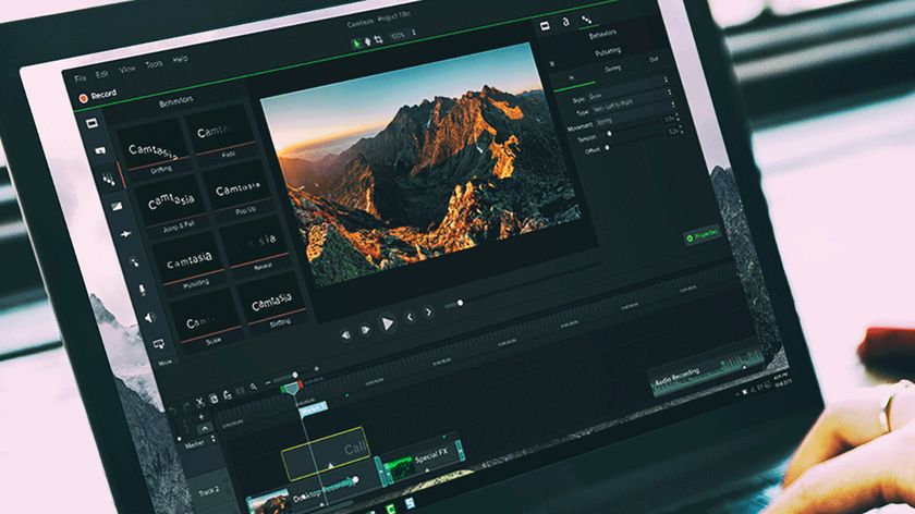 A laptop with the Camtasia screen recorder software open