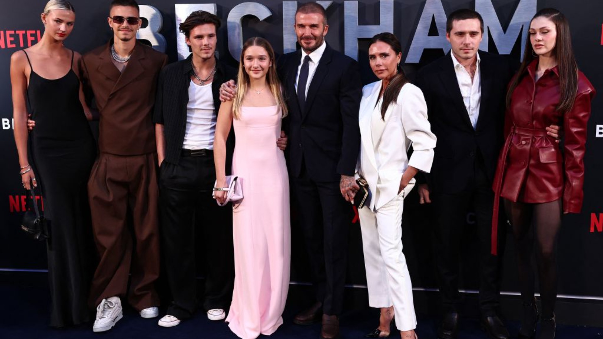 David Beckham, Victoria Beckham, Mia Regan, Romeo Beckham, Cruz Beckham, Harper Beckham, Brooklyn Beckham and Nicola Peltz Beckham