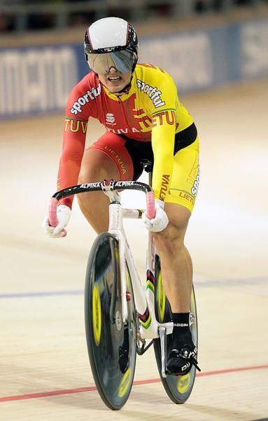 Simona Krupeckaite (Lithuania) checks the board to see her time is only good enough for silver in the women's 500m time trial.