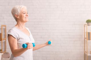 elderly, exercise, weights