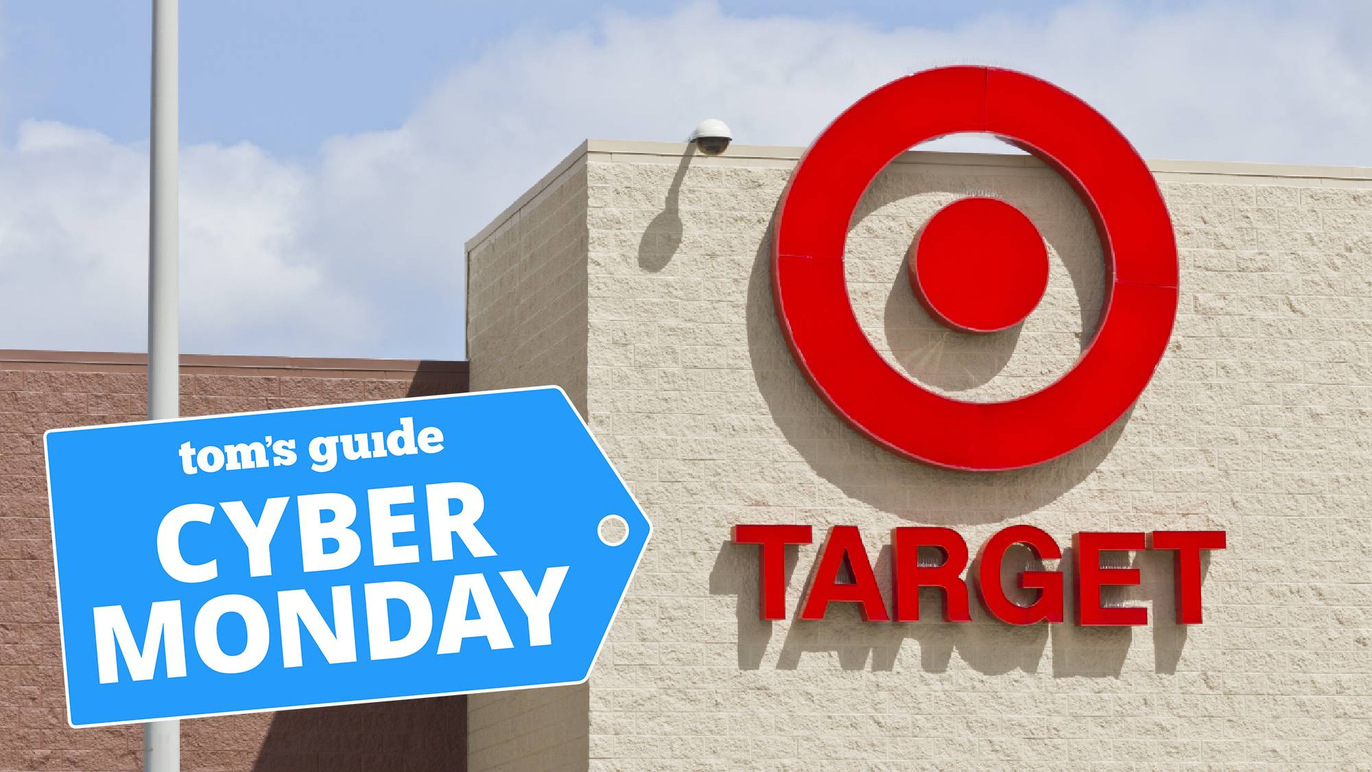Target store sign with a Cyber Monday deal tag