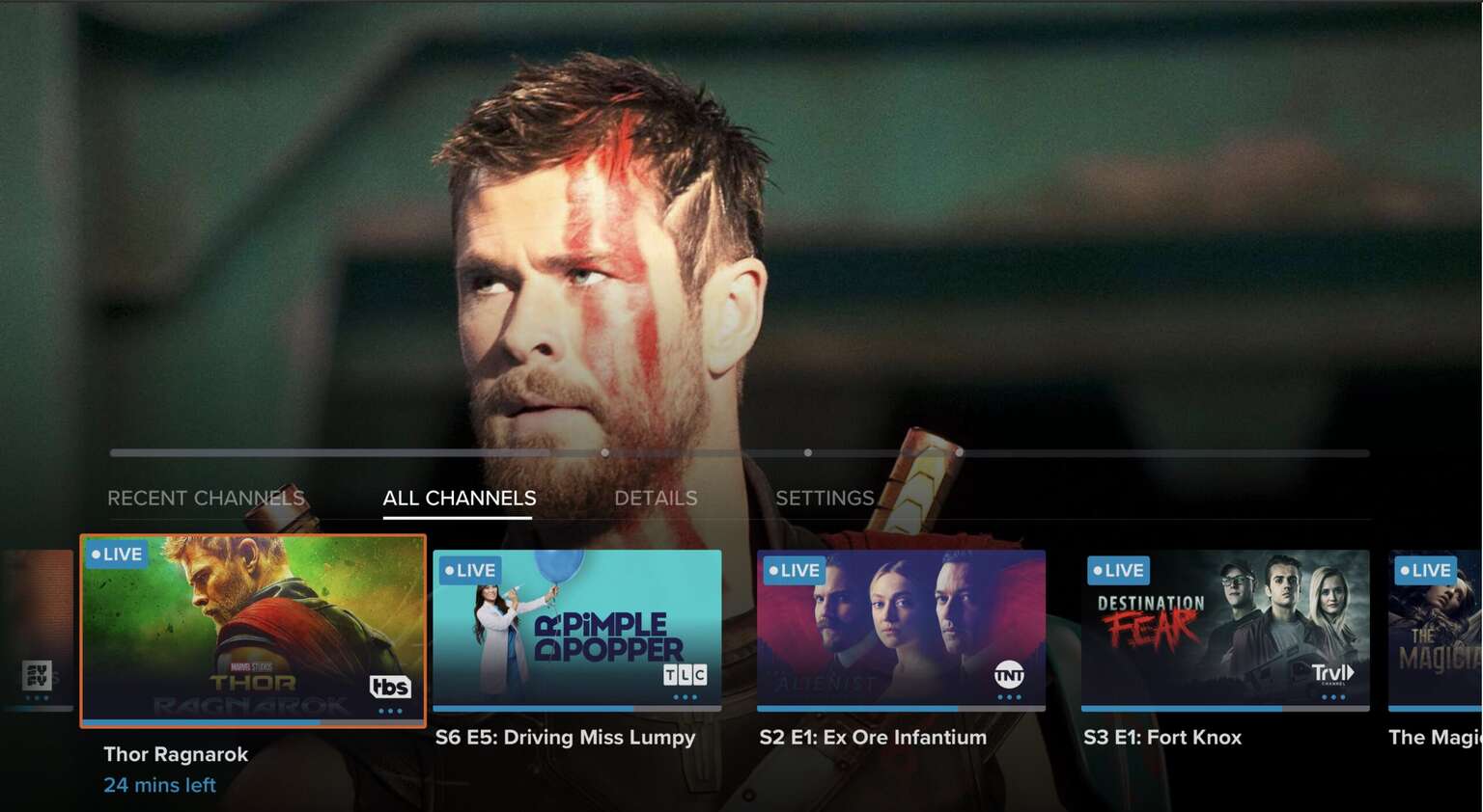 Sling TV menu