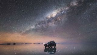 Milky Way across Uyuni salt flats, Bolivia 