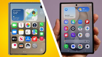 The iPhone Duo alongside the Samsung Galaxy Z Fold 8