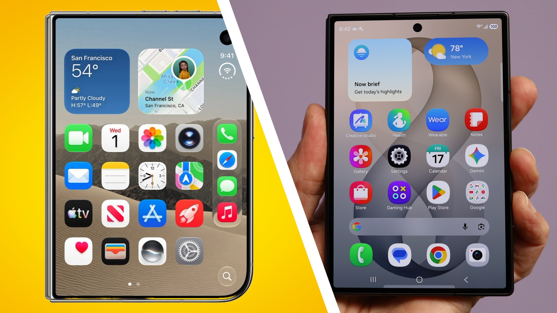 The iPhone Duo alongside the Samsung Galaxy Z Fold 8