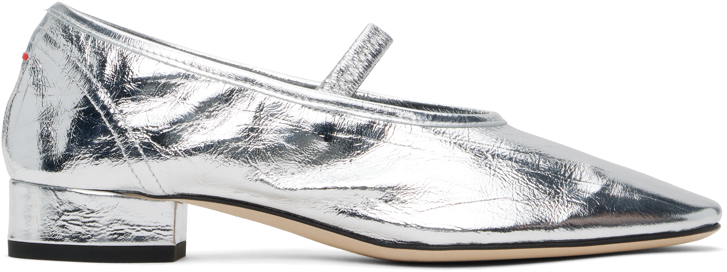 Silver Pippa Leather Ballerina Flats
