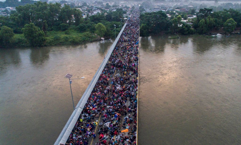 A Honduran migrant caravan