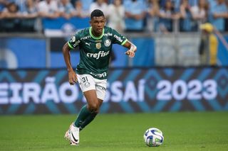 Liverpool target Luis Guilherme of Palmeiras controls the ball during the match between Gremio and Palmeiras as part of Brasileirao 2023 at Arena do Gremio Stadium on September 21, 2023 in Porto Alegre, Brazil. (Photo by Pedro H. Tesch/Getty Images)