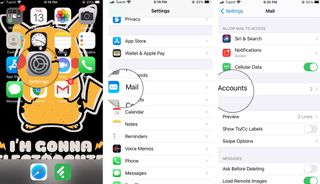 How to Delete an email account: Go to Settings, scroll down, tap on Mail, tap on Accounts