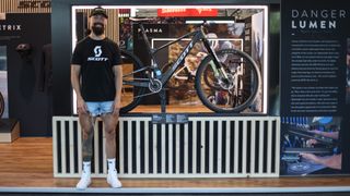 Dangerholm posing with the his latest lightweight creation at Eurobike