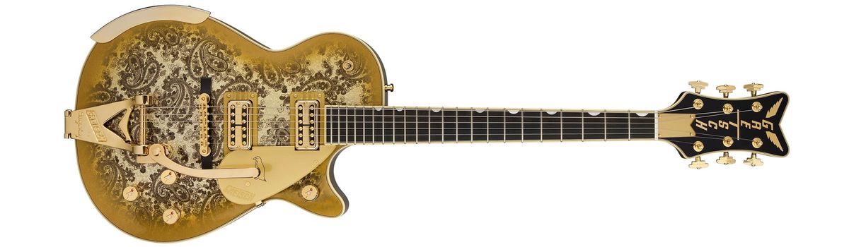 Gloriously adorned with a gold edge burst finish over a gold