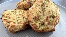Images of zucchini fritters being made