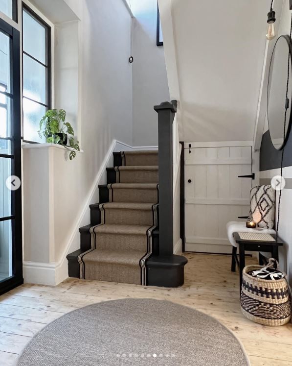 The stairs with stair runners