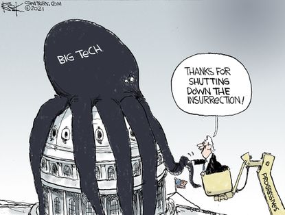 Political Cartoon U.S. Biden big tech Capitol riot