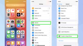 Transfer or reset iPhone highlighted on Settings 