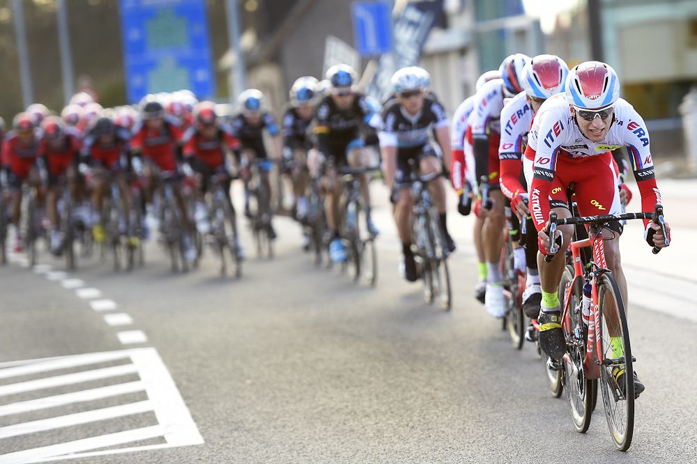 Katusha take control in the closing kilometres.