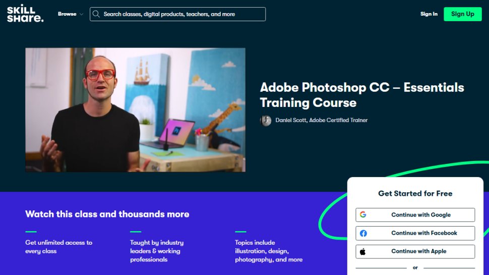 Website screenshot of SkillShare (August, 2025)
