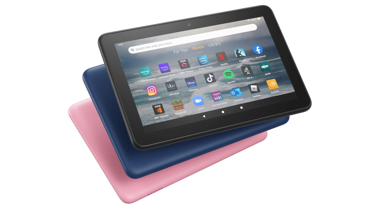 An Amazon Fire 7 2022 in a range of colors