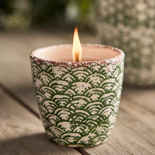 small green and white candle