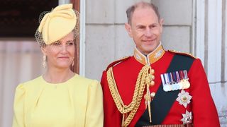 Sophie, Duchess of Edinburgh and Prince Edward, Duke of Edinburgh during Trooping the Colour at Buckingham Palace on June 15, 2024 in London