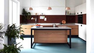 contemporary timber kitchen with central freestanding island
