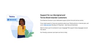 Text showing Telstra's support for Aboriginal and Torres Strait Islander customers