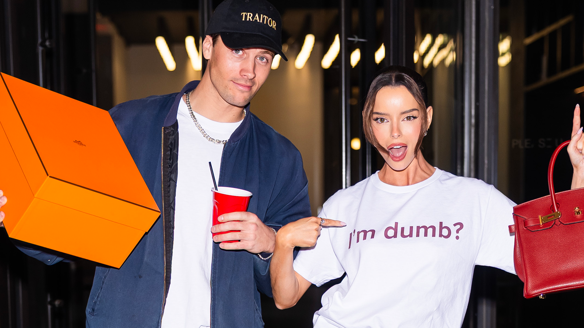 Maura Higgins debuted her red Herm&egrave;s Birkin bag from Rob Rausch in New York City