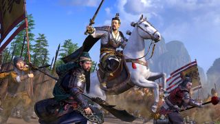 A group of men fighting during Total War: Three Kingdoms, one of the best games like Civilization.