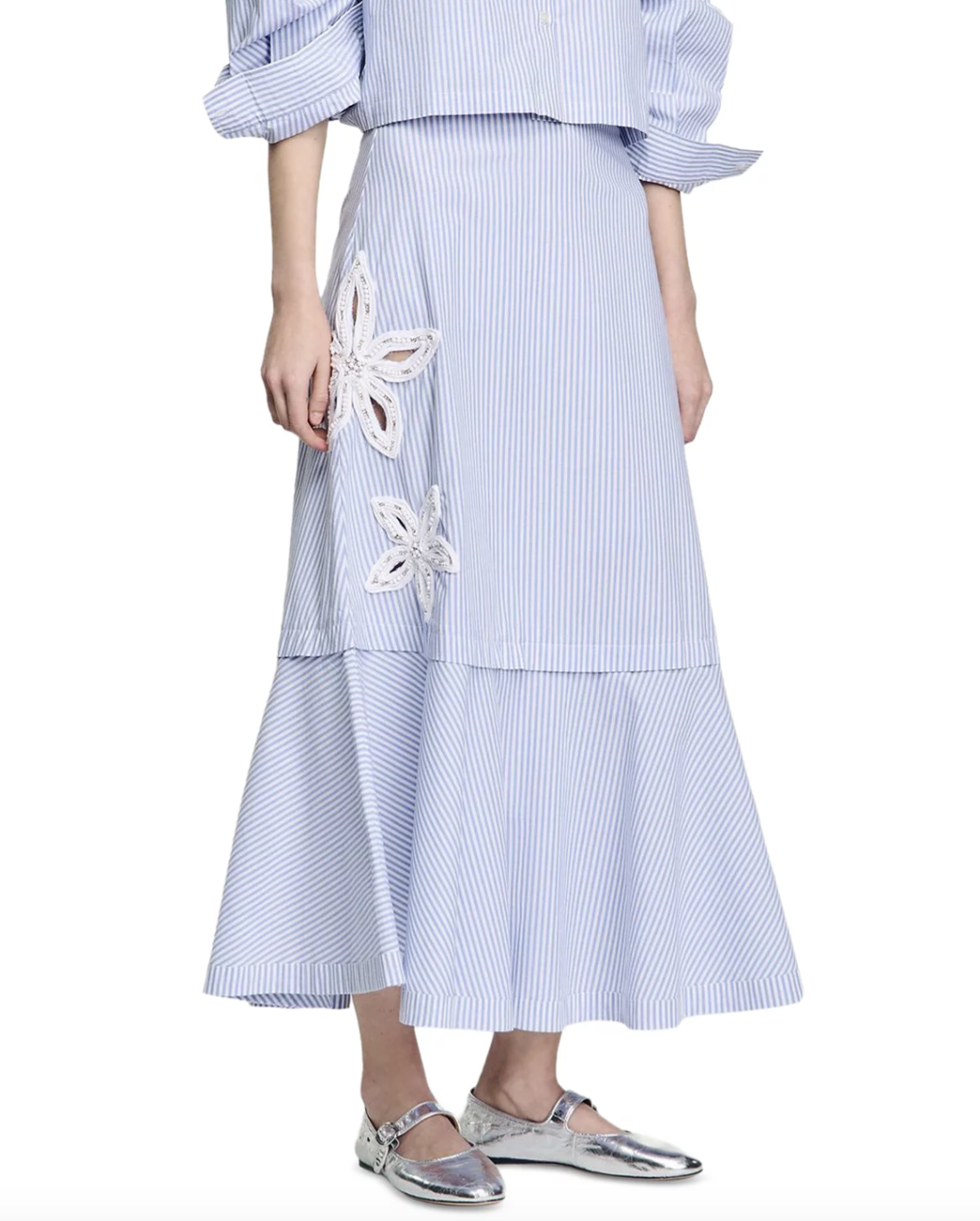Sandro, Embellished Cutout Maxi Skirt