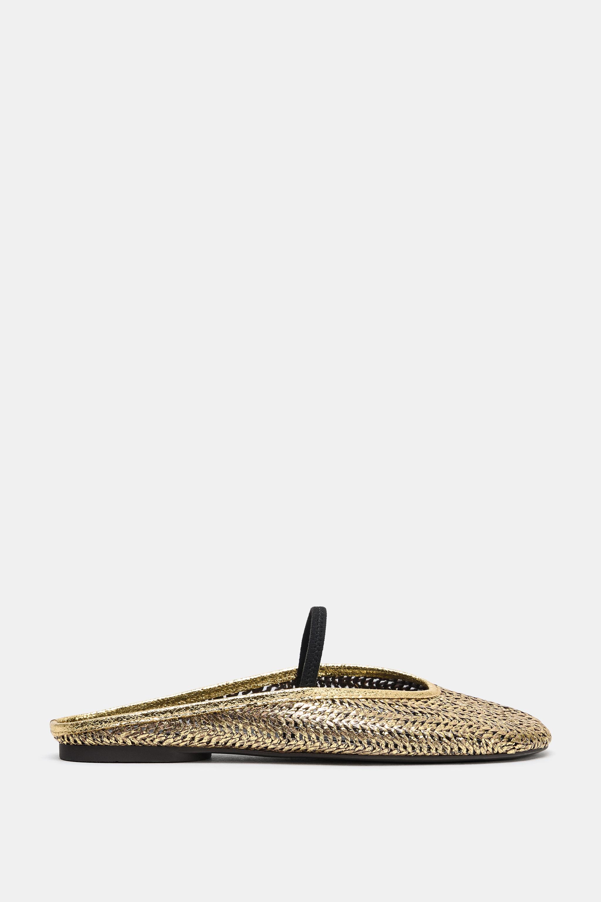 Braided Metallic Slingback Ballet Flats