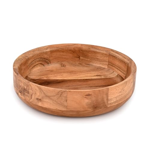 Kaizen Casa Wooden Round Shaped Serving Bowl for Fruit,dessert Platter Tray Dish Kitchen Dining Fruit,dessert,snack