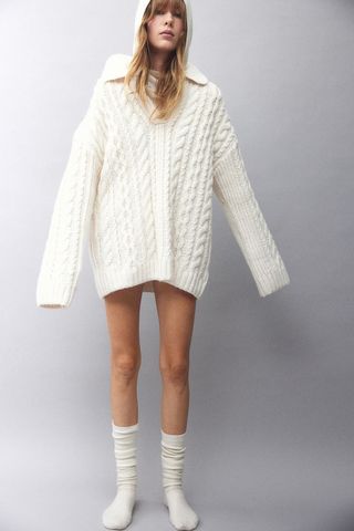 Collared Cable-Knit Jumper