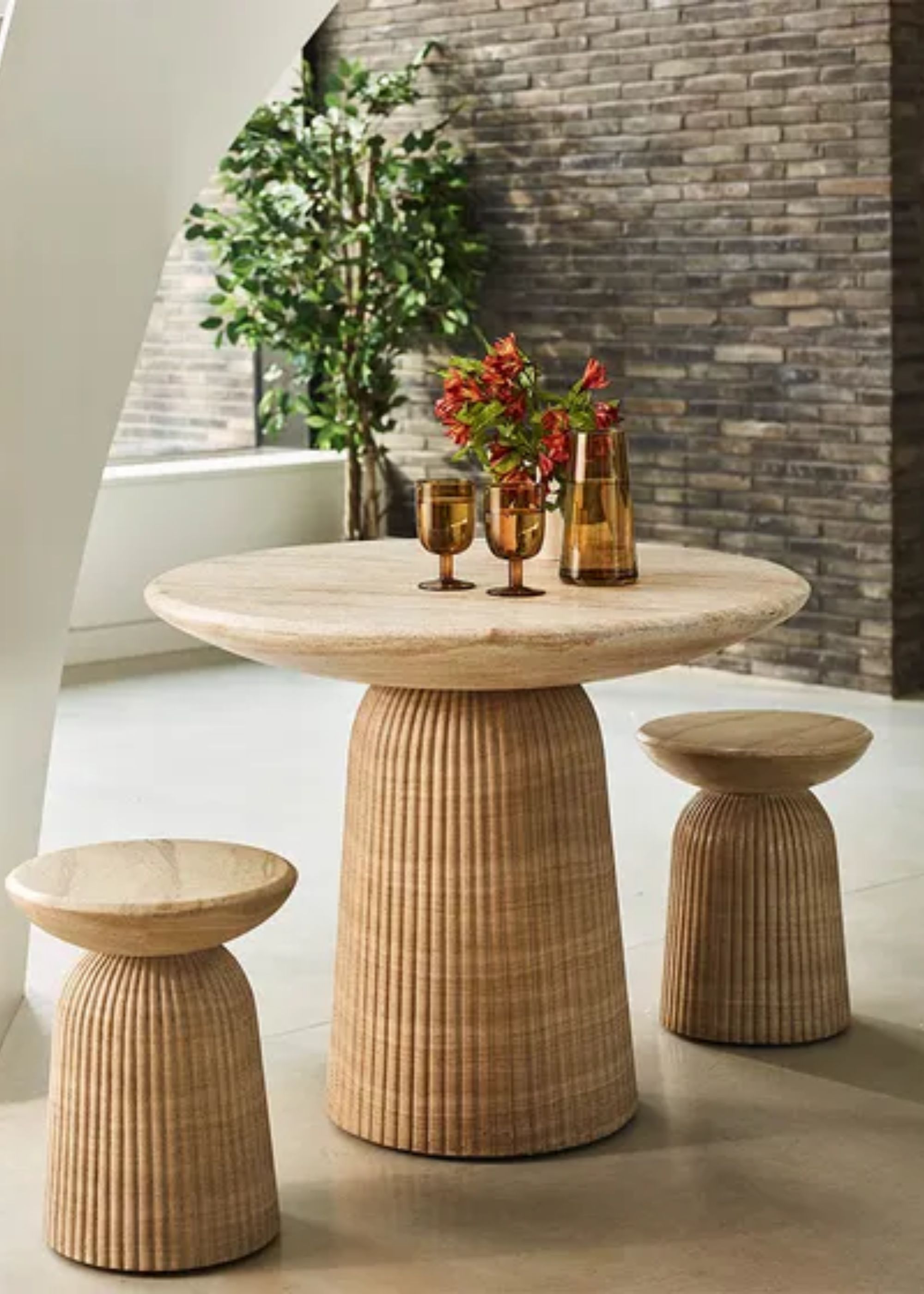Atkin and Thyme, Mason Bistro Table Travertine Finish