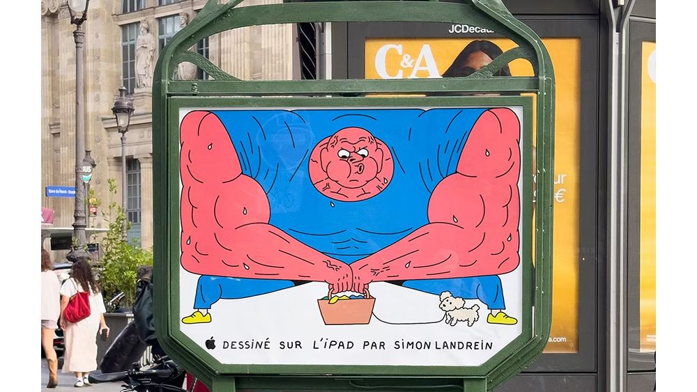 Apple iPad adverts featuring colourful illustrations of Olympic sports in Paris